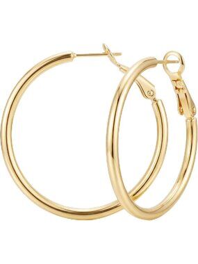 Sleek 14K Gold Minimalist Hoop Earrings for Women - Thin Trendy Daily Wear